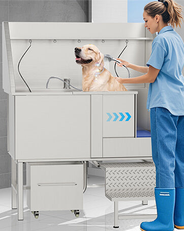 50" Stainless Steel Dog Washing Station for All Dogs - 330 lbs Capacity Commercial Grade