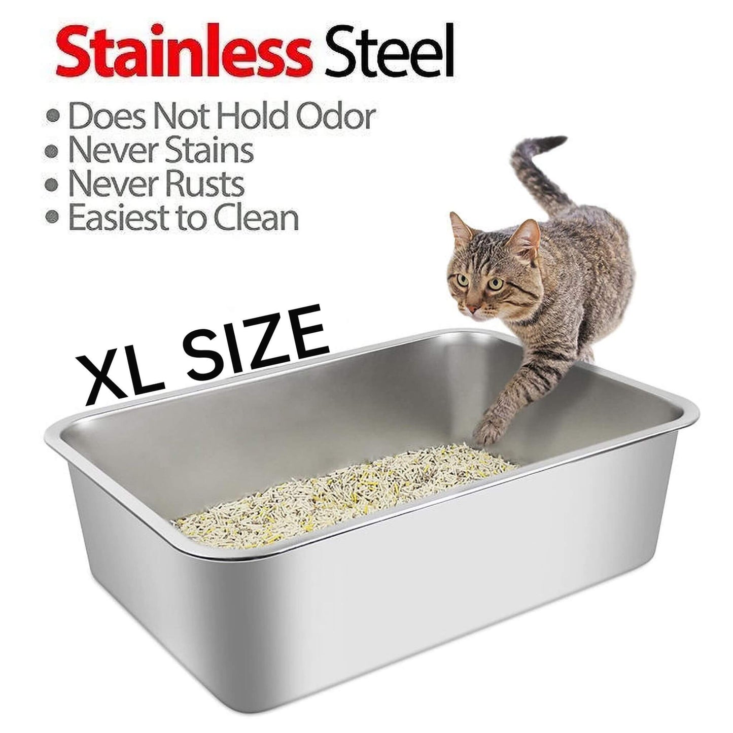 Extra Large Cat Litter Box 23.6" for Large Cats - High Wall Litter Pan 6" Height