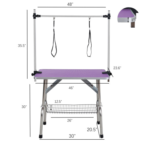 Foldable Pet Grooming Table - Stainless Steel Adjustable for Dogs & Cats up to 300 lbs