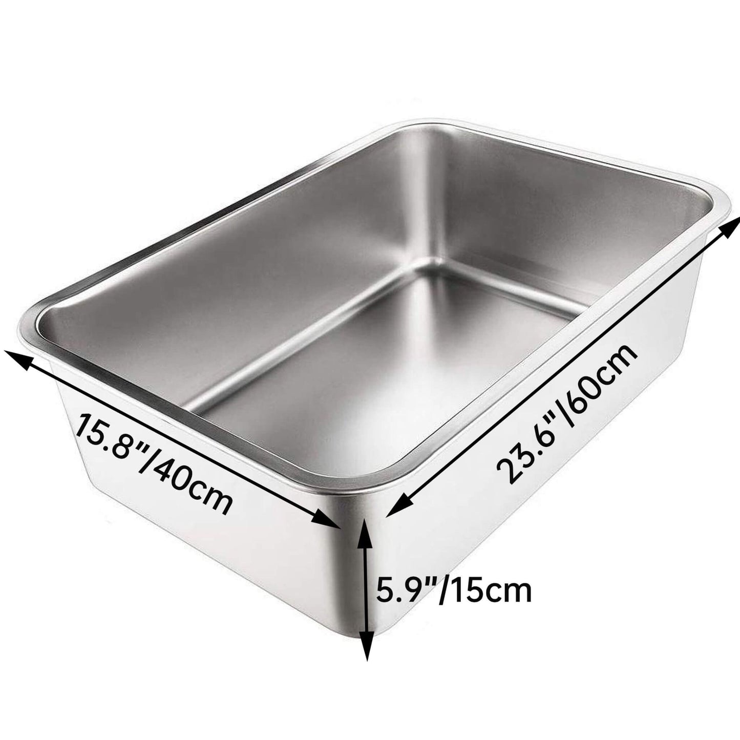 Extra Large Cat Litter Box 23.6" for Large Cats - High Wall Litter Pan 6" Height