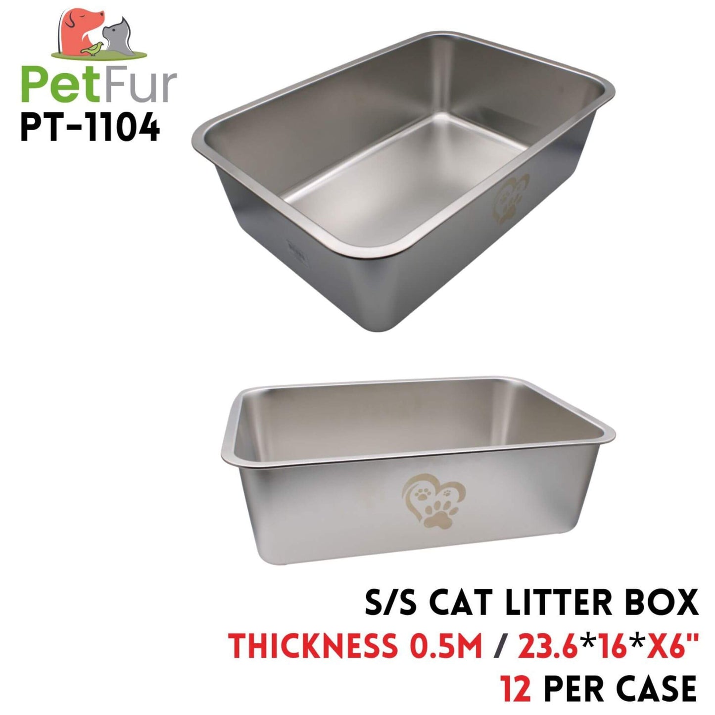 Extra Large Cat Litter Box 23.6" for Large Cats - High Wall Litter Pan 6" Height