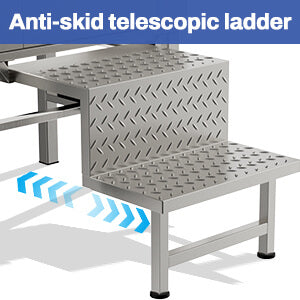 Anti-skid telescopic ladder with textured steps on a white background